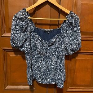 Madewell Navy Blue Patterned Blouse